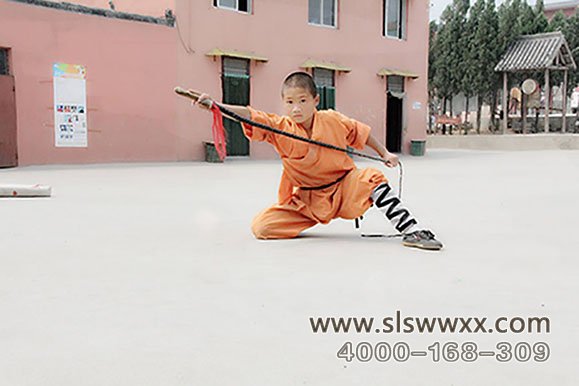 少林寺武术学校的学员在练习武术