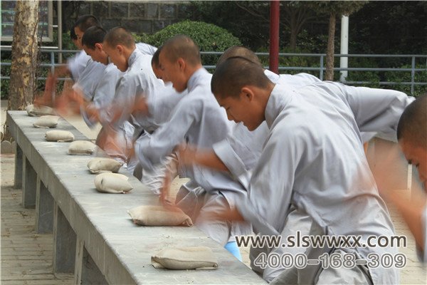 少林寺武术学校的学员在练习武术