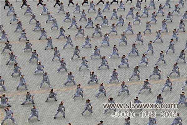 少林寺武术学校的学员在练习武术