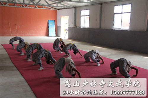 少林寺文武学校学员在练武