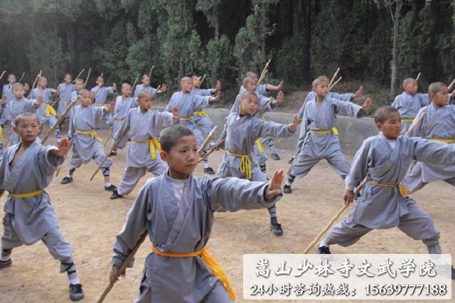 少林寺武校学员练武