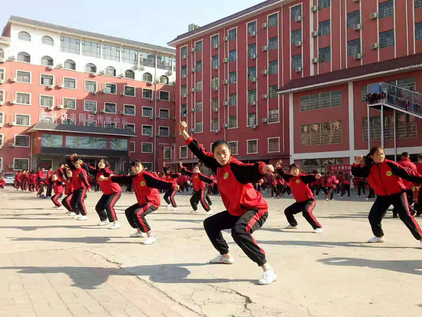 少林寺武校女生习武现场